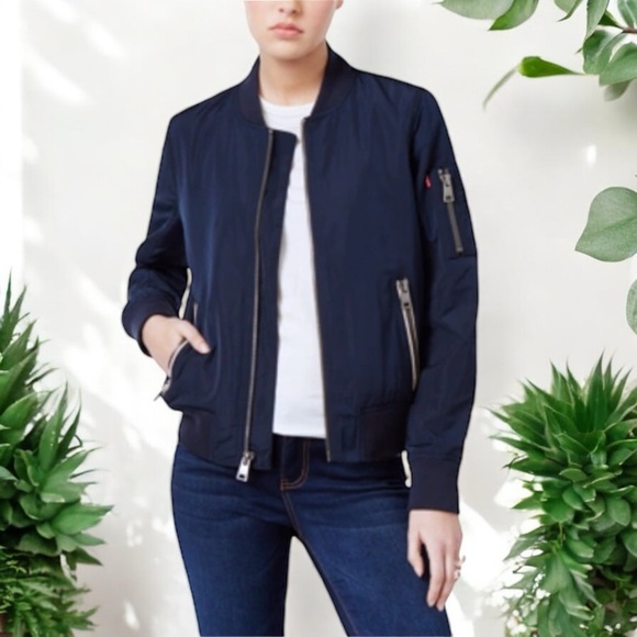 NEW Women's Levi’s Navy Blue Flight Bomber Jacket - Picture 2 of 16